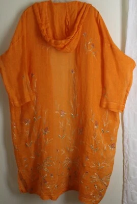 Chaqueta Eskandar CAPUCHA NARANJA 44" Largo Lino Arrugado 0 O/S Foto 1 de 4