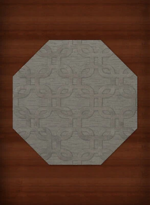 Gray Transitional Hand Hooked Loops Rounded Squares Area Rug Geometric DV7 - Image 1 of 2