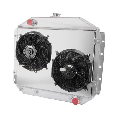 For 1966-79 Ford Bronco F-100/250/150/350 Chevy Engine 4 Row Radiator+Shroud Fan — 第 1/4 张图片