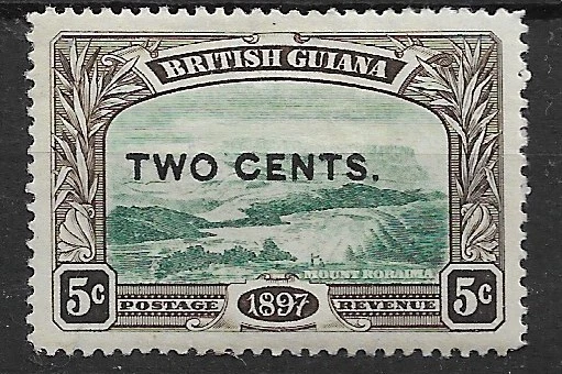 1899 - Guayana Británica QV 2c en 5c verde profundo y sepia MH SG#222 millas:103 Foto 1 de 1