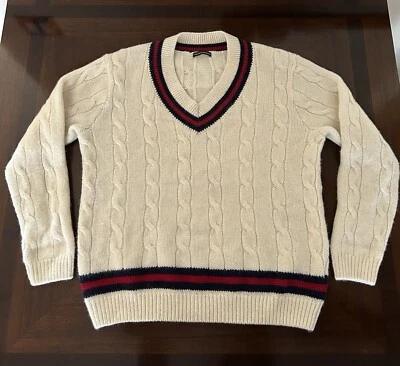 Brandy Melville Wool Sweater Ivory Cable Knit V Neck Chunky Women’s One Size - Image 1 of 4