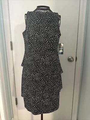 American Living 6 黑色白色波点无袖连衣裙全新带标签 79 美元 — 第 1/4 张图片