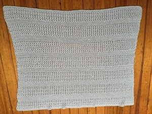 vintage hand crocheted soft blue crib blanket 40" X 30" - Picture 1 of 4