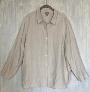 J. JILL Woven 100% Linen Button Up Relaxed Shirt XL Petite Off White "Stone" - Picture 1 of 11