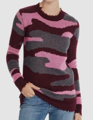 $499 Suéter Aqua Mujer Rojo Gris Camuflaje Jacquard Cuello Redondo Manga Larga Cachemira M Foto 1 de 2