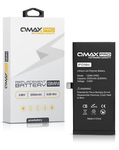 QMAX Pro Extended Capacity Replacement Battery for iPhone 13 Mini (2550 mAH) - Picture 1 of 1