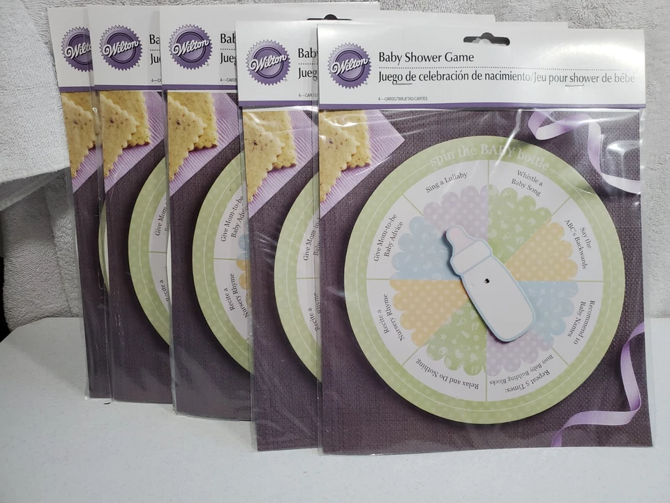 Лот из 6 упаковок из 4 спиннеров для душа ребенка Wilton игра спиннинг детская бутылочка совершенно новые! - Изображение 1 из 4