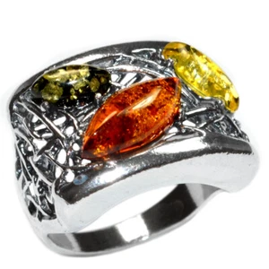 6.6g Authentic Baltic Amber 925 Sterling Silver Ring Jewelry N-A7459 s.5 - Picture 1 of 1