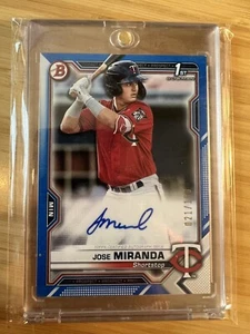 2021 Bowman 1st Jose Miranda Blue Parallel Auto /150 Rookie RC Twins SP - Picture 1 of 2