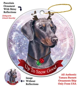 Up to Snow Good Ornament - Uncropped Blue and Tan Doberman Pinscher - Picture 1 of 1