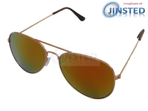 Gafas de sol con espejo para adultos tonos Sunnies marco de piloto dorado AA011 - Imagen 1 de 3