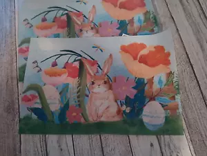 Easter Bunny Spring Flowers Rabbit Placemat Table Mats Weaved Plastic Set of 4 - Picture 1 of 3