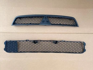 Front Upper Lower Bumper Grille  For 2008-2015 Mitsubishi Lancer Black Plastic - Picture 1 of 13
