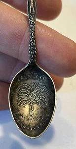 Antique Miniature Sterling Silver Souvenir Spoon Los Angeles CA Palm Tree Rare - Picture 1 of 6