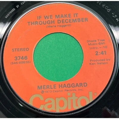 Merle Haggard If We Make it Through December / Bobby Wants a Puppy 45 Country - Image 1 of 4