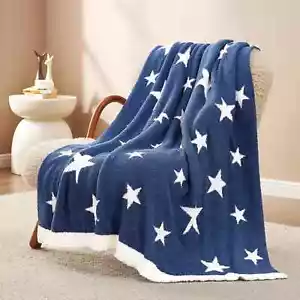 American Star Patriotic Throw Blanket Blue, Ultra Soft Cozy Throw Blanket for Co - Picture 1 of 3