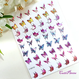 Nail Art Stickers 3D Butterfly Wings Flutter Glitter Metallic Sticker Decal Z710 - Picture 1 of 1
