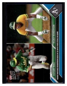 2023 Topps Now #192 Esteury Ruiz / Rickey Henderson Blue Parallel Card #d 48/49