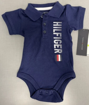 Tommy Hilfiger Baby Boys Solid Romper (One-Piece) Size 0-3, 3-6, 6-9 Months NEW - Image 1 of 2