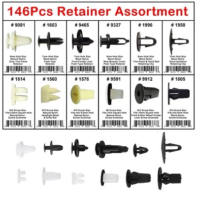 146 Pcs Fender Door Hood Bumper Trim Clip Body Retainer For Toyota Honda Nissan - Image 1 of 4