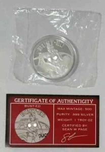 STL Mint Spicy Silver BUST-ED 1 Oz .999 Silver Round COA Sticker LTD 500 - Picture 1 of 2