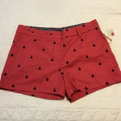 NWT. British Khaki Womens 10 Shorts  Red Navy Blue Embroidered Sailboat - Image 1 of 4