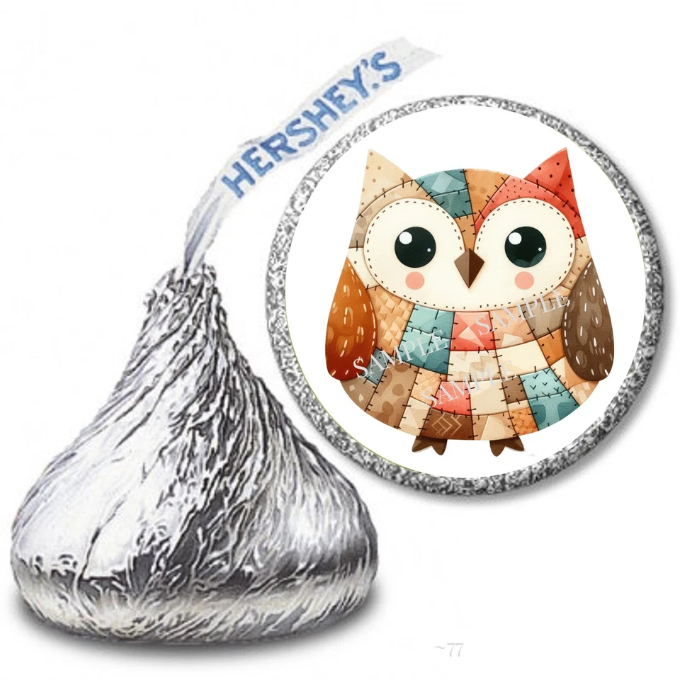 108 etiquetas adhesivas de búho de retazos Hershey Kiss envoltorios de dulces Foto 1 de 1