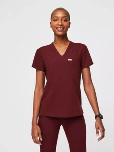 Blusa Médica Figs Catarina Un Bolsillo Color Borgoña Talla Mediana Para Mujer - Imagen 1 de 3