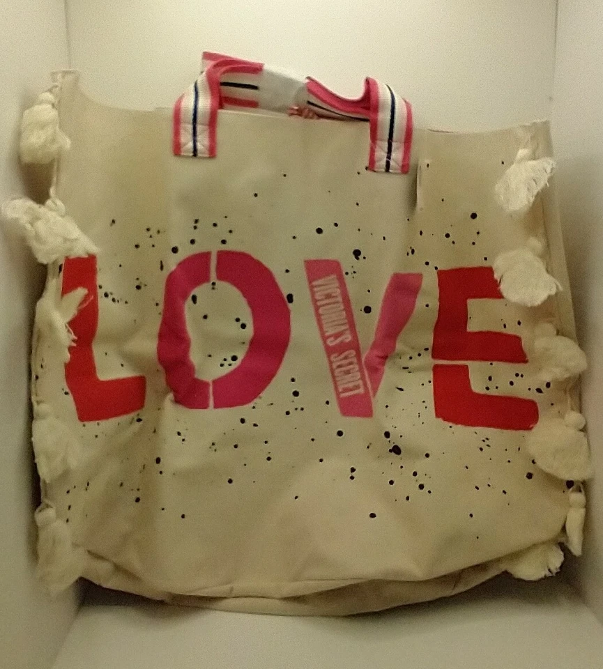 Victoria's Secret Canvas Love VS Tote Beach Bag Getaway Weekender