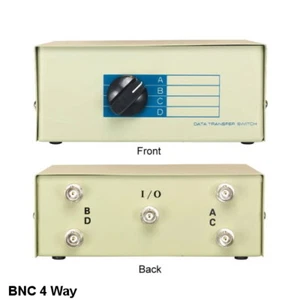 Caja de interruptor de datos de 4 vías Kentek BNC diario giratorio coaxial para monitor de pantalla de PC CCTV - Imagen 1 de 1