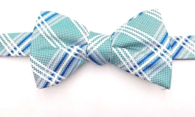 Pajarita ajustable clásica a cuadros blanca verde azul Countess Mara de $90 para hombre Foto 1 de 4