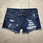 y2k Guess Distressed Grunge Blue Mini Shorts womens 24 