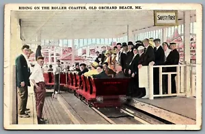 Postcard Old Orchard Beach ME c1910s Riding On THe Roller Coaster Amusement Park - Picture 1 of 2