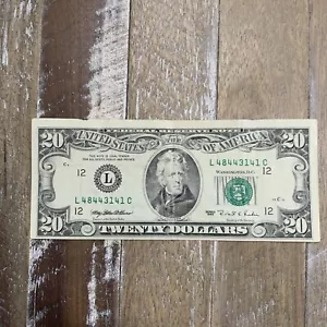 1995 $20 Twenty Dollar Bill Federal Reserve Note Vintage Off Center Cut - Picture 1 of 8