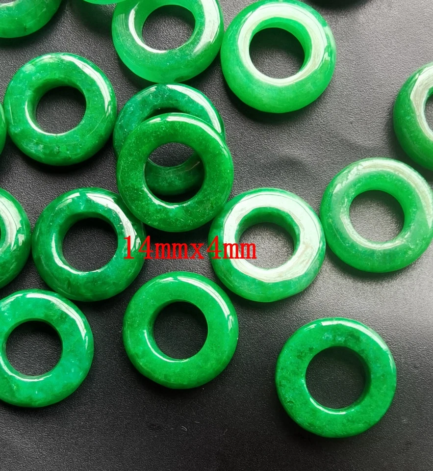 Círculo de rosquilla, cuentas de piedra de jade verde rasta, talla de jade, rasta, pulsera de bricolaje, etc. Foto 1 de 1