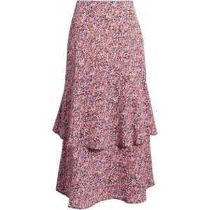 NUEVA AFRM Maxi Falda en Niveles Cremallera Bohemia Hippie Retro Floral Rosa Floral Talla M - Imagen 1 de 8