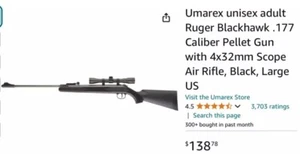 Ruger Blackhawk .177 Cal Pellet Break Barrel Air Rifle Gun w/4x32 Scope - Picture 1 of 15