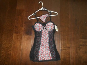NWT PER LEI Black Zebra Lips Lace Lingerie Bustier SIZE M Style # 93267 - Picture 1 of 4