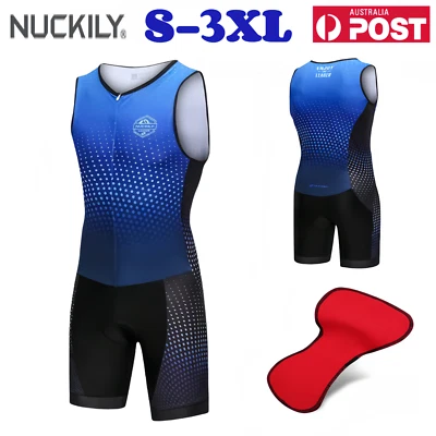 Mens Triathlon Suit Jumpsuit Cycling Aero Skinsuit Sleeveless Road Bike Racing - image 1 of 4