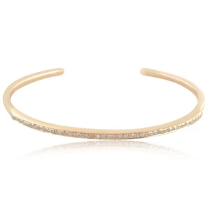 Massiver 14 Karat Gelbgold Pflasterstein natürlicher Diamant Manschette Armband Handarbeit Schmuck - Bild 1 von 4