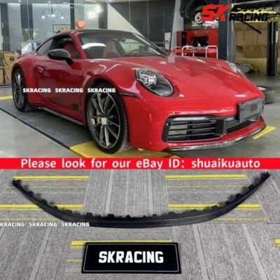 Carbon Fiber Front Bumper Lip Body Spoiler Lip Fit For Porsche 911 992 2020-2024 - Image 1 of 4