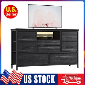 Dresser TV Stand with LED Light&Power Outlet Bedroom Chest of Drawer for 50''TV - Picture 1 of 8