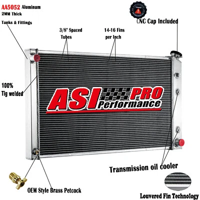 4 Row Radiator For 1989-1991 CHEVY GMC R2500 R3500 V2500 V3500 7.4L CC774 34" Foto 1 de 4