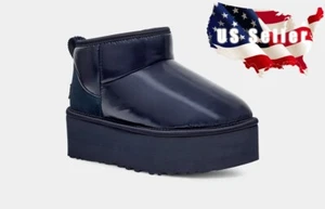 Ugg Women's Ultra Mini Platform Hi Shine SIZE 7 COLOR NAVY BLUE Iridescent - Picture 1 of 7