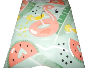 NEW Tropical FLAMINGO TABLECLOTH 60" X 84" W/ Umbrella Hole & Zipper Outdoor - Picture 1 of 3