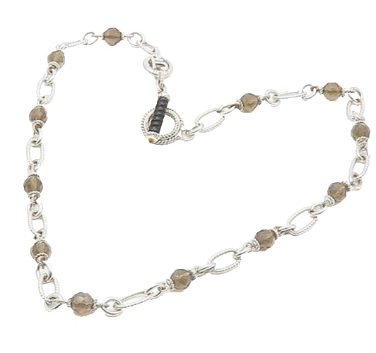 Collar de cadena con cuentas de topacio ahumado vintage de plata 925 Judith Ripka NE3072 Foto 1 de 4