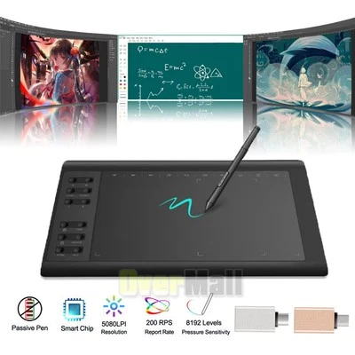10x6 Inches Digital Pen Tablet For Drawing Design Android Phone Windows Mac OS X - Image 1 of 4