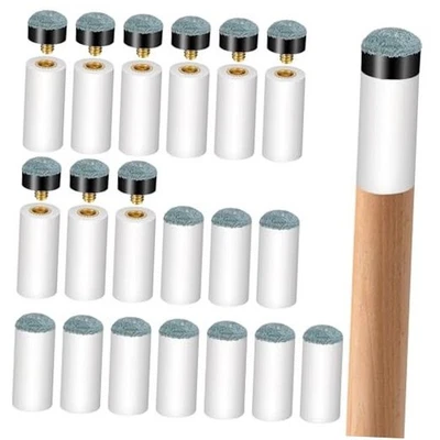 Xindojuz 20 PCS Pool Stick Tips, Billiard Cue Tips Replacement Kit with White