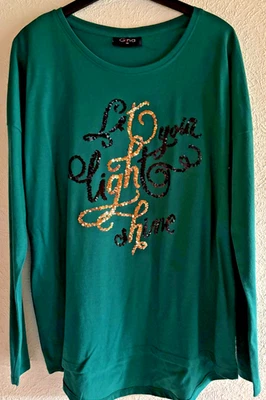 GINA Langarmshirt Glitzer Pullover Pulli Oberteil Rund-Ausschnitt Langarm Gr.36 - Bild 1 von 2