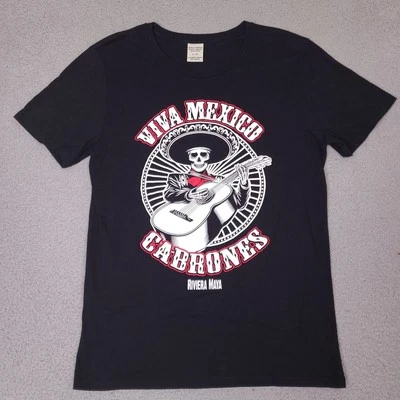 Camiseta para hombre Viva México Cabrones grande negra cuello redondo Papaya Company Foto 1 de 4